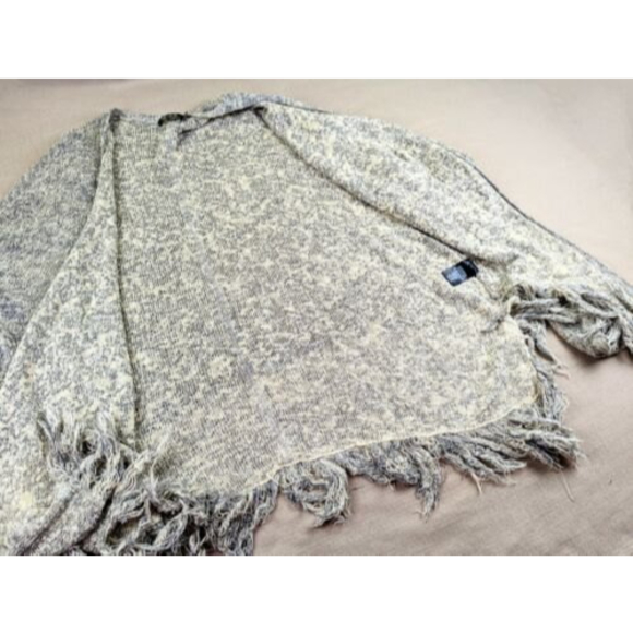 Nic & Zoe Women XL Designer Fringe Hi Lo Open Front  Knit Cardigan Sweater Beige - Picture 7 of 11